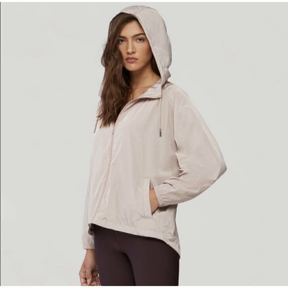Soia & Kyo mauve light pink hooded zip up windbreaker raincoat jacket s/m